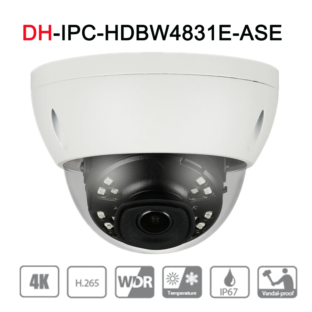 

IPC-HDBW4831E-ASE 8MP Mini Dome Network IP Camera Smart Detect Alarm Audio in/out 30m IR Micro SD H.265 WDR IP67 IK10 PoE