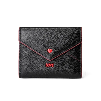 

Short Wallet Genuine Leather for women LOVE letters Envelope Cowhide Leather Coin Pocket Fashion Purse with Card Holders