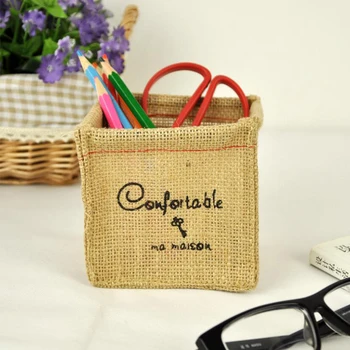 

Cute Small Linen Foldable Desk Storage Box Bin Organizer for Sundries Pen Stationery Cosmetic Makeup Accessories