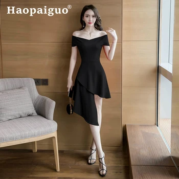 

Plus Size Slash Neck Sexy Party Dress Women Short Sleeve Bodycon Bandage Dresses Women Asymmetrical Slim Midi Wrap Ladies Dress