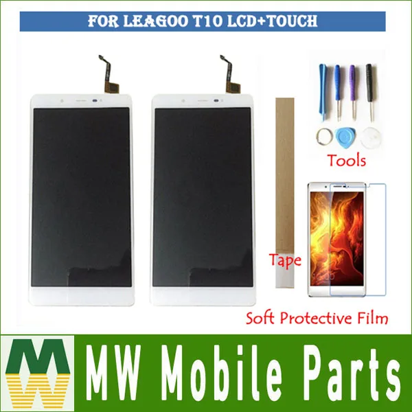 

1PC/Lot For Leagoo T10 LCD Display Screen+Touch Screen Assembly Black White Color With Tape&Tools&Soft Protective Film