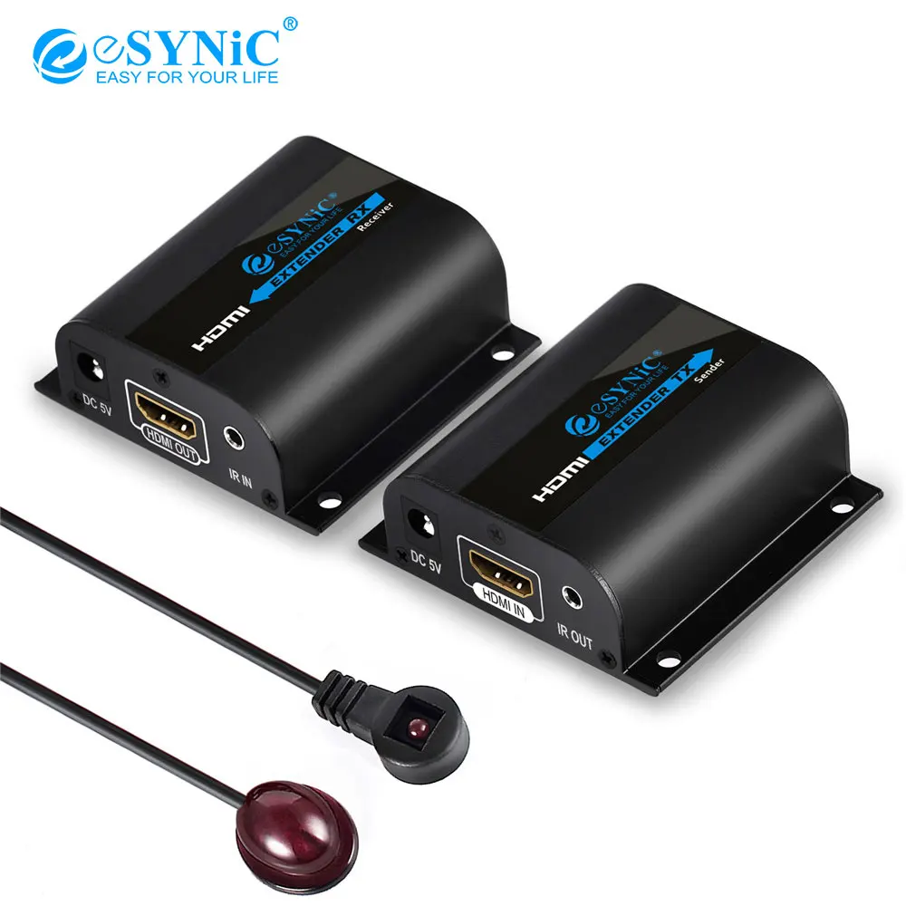 Esynic HDMI Extender signal to 60m RJ45 Transmitter TX/RX HDMI Repeater booster Receiver Over for C