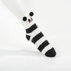1 пара мультфильм милый Панда пушистый кролик коралловые бархатные толстые носки Для женщин зимние для девочек теплые носки этаж сна Harajuku