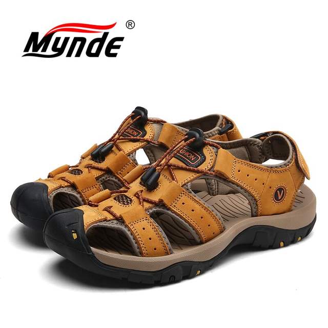 Mynde Brand Genuine Leather Men Shoes Summer New Large Size Men’s Sandals Men Sandals Fashion Sandals Slippers Big Size 38-47