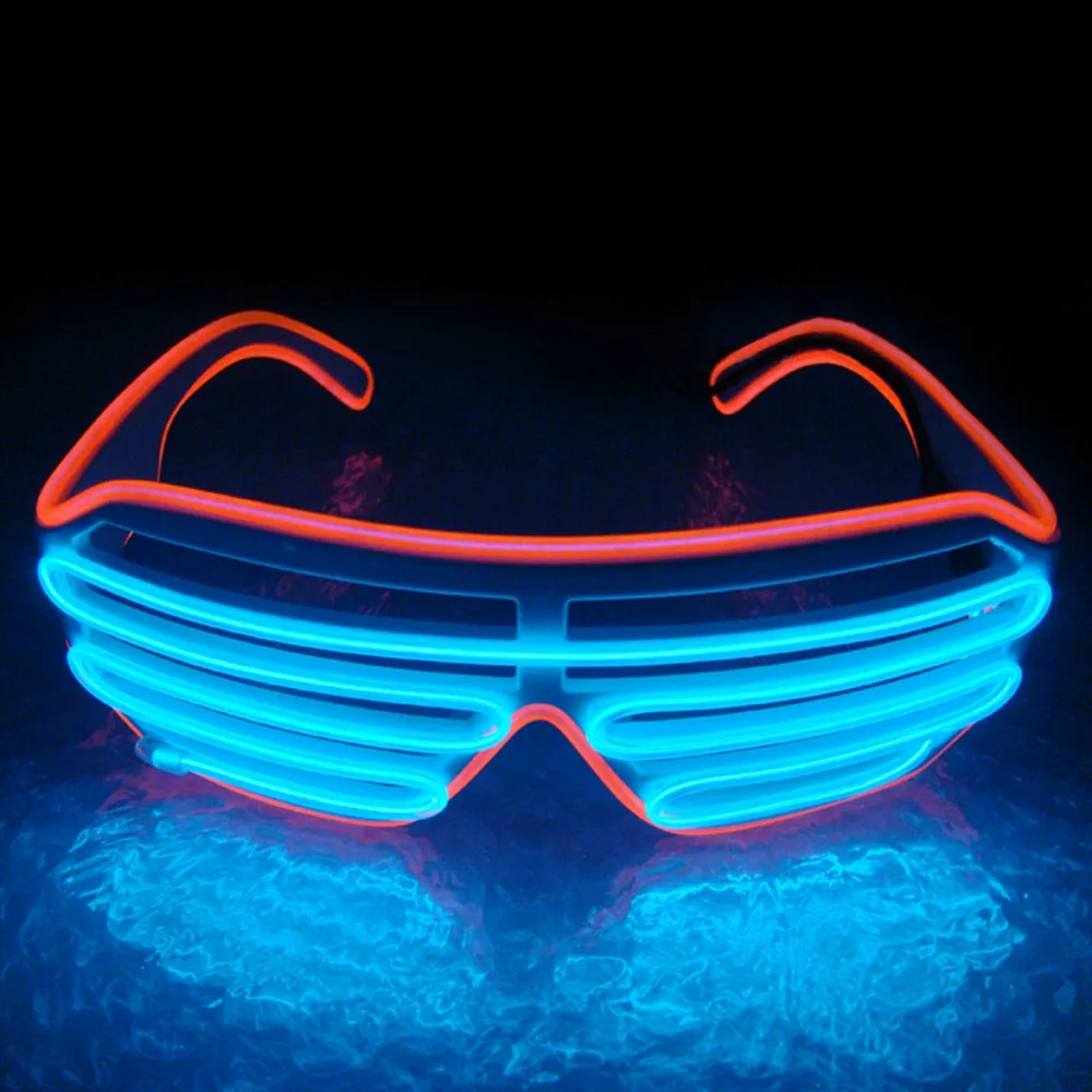 Лидер продаж EL Glasses EL Wire модный неоновый светодиодный светильник в форме затвора очки Rave Festival DJ вечерние Декоративные Солнцезащитные очки - Цвет: red blue