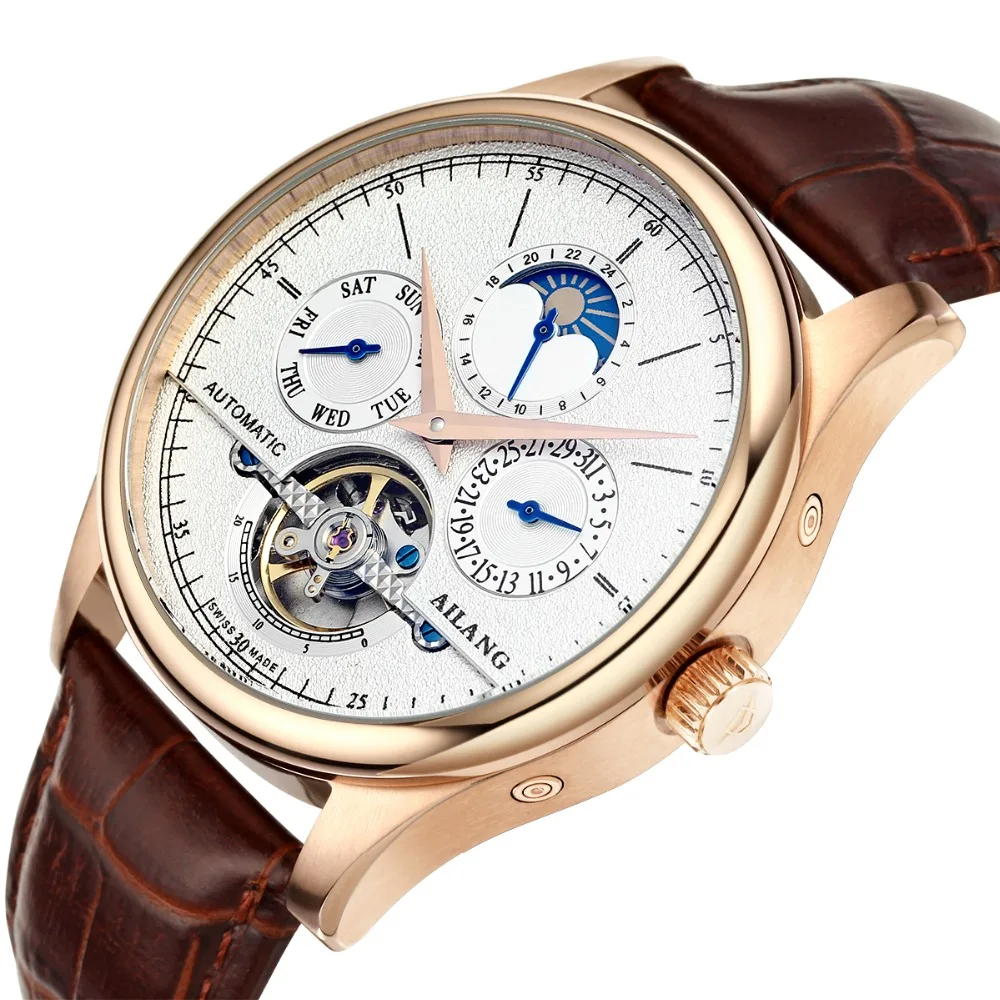 

Tourbillon Automatic Mechanical multifunction Watch Top luxury brand Moon Phase Men Watch Business Wrist watch Relogio Masculino
