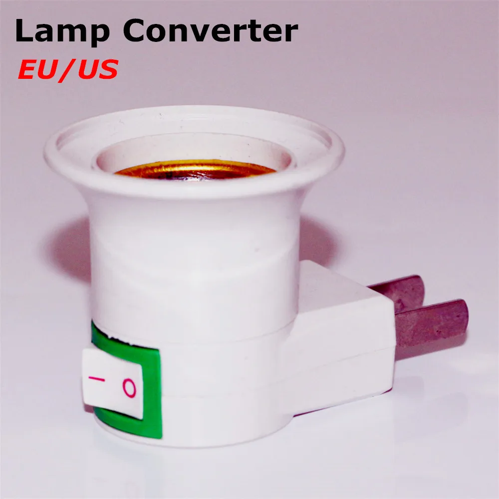 

Factory Price Wholesale E27 LED light Male Socket Lamp Base to 110V 220V EU/US Plug Lamp Holder Converter + ON/OFF Button Switch