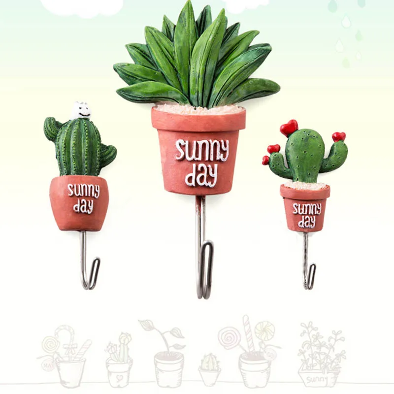 1 Pc الصبار وعاء مصنع جدار هوك لاصق ديكور المنزل التخزين المنظم مفتاح رف الحمام منشفة مطبخ شماعات