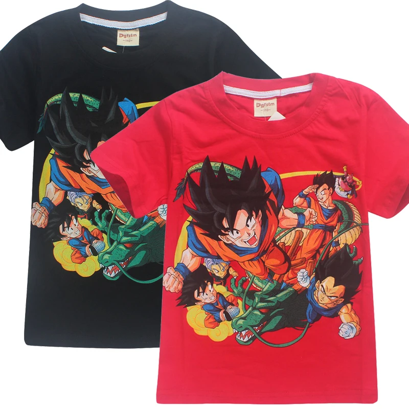 Boy Fashion T Shirt Dragon Ball Z Short Sleeve Solid Color Streetwear