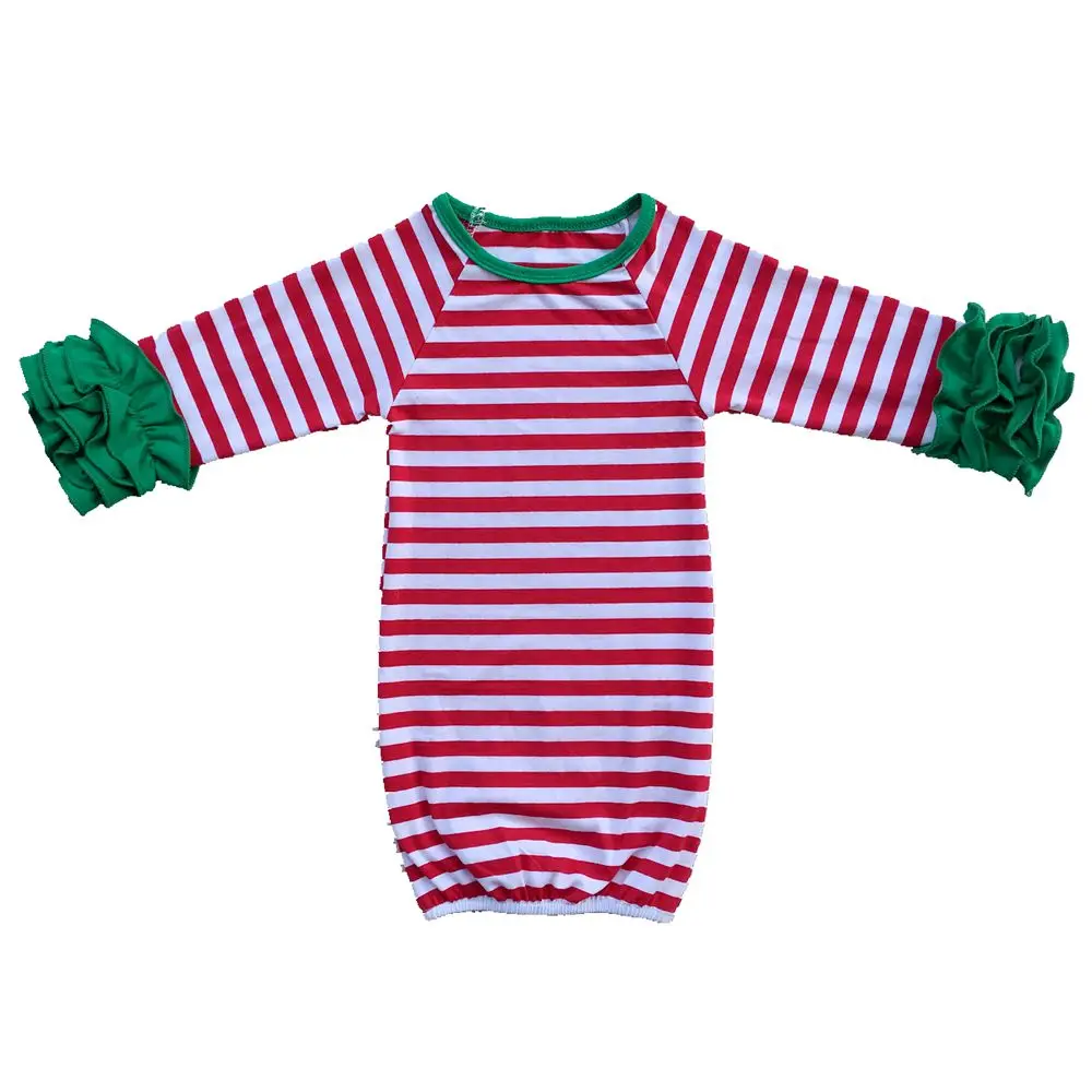 Ребенок первый персонализированное halloweenChristmas красный и белый в полоску зеленой отделкой платье sibling пижамы Для мальчиков и девочек новорожденных ползунки