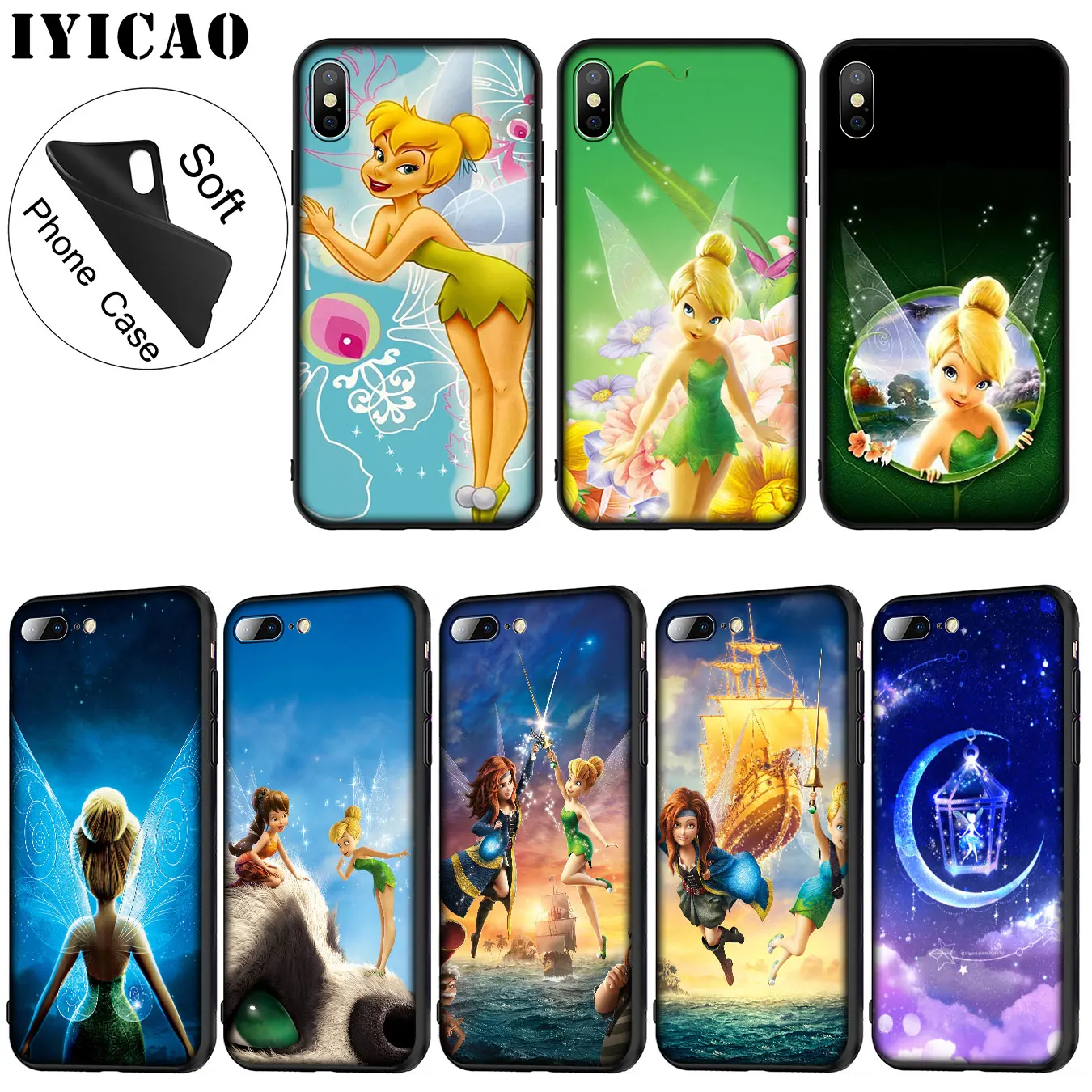 IYICAO Tinker Bell tinkerbell Peter Pan Мягкий силиконовый чехол для телефона iPhone XR X XS 11 Pro Max 6 6S 7 8