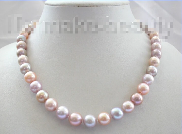 

Free shipping >>>>>>stunning 10mm round multicolor freshwater cultured pearl necklace b368