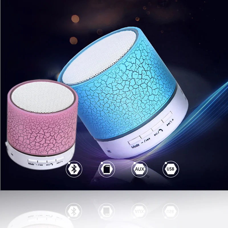 Blue/Pink Color Mini Portable LED Shine Bluetooth Speaker Wireless Speakers with Microphone for Smart phone retail | Электроника