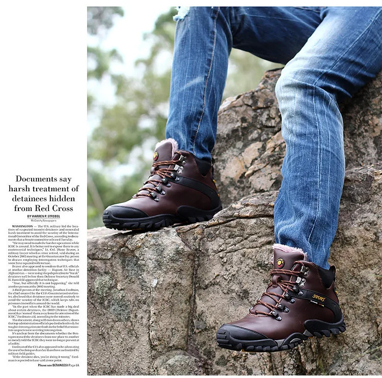 Натуральная кожа Мужские ботинки Плисовые теплые зимние полусапоги Для мужчин коричневый, черный Высокое качество