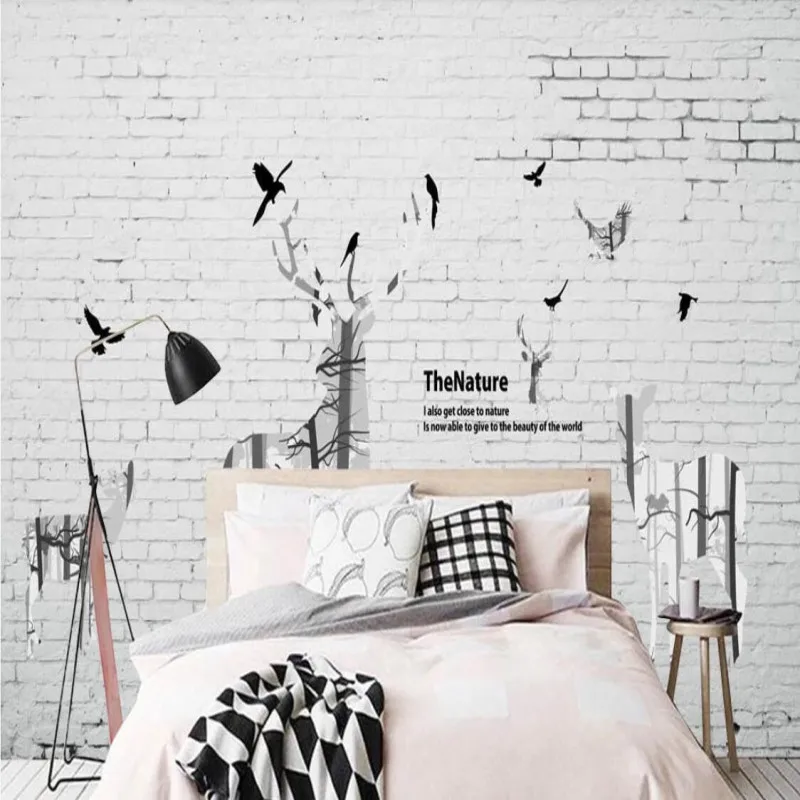 

Factory direct Nordic brick wall hand-painted elk modern fashion sofa, bedroom, living room wall