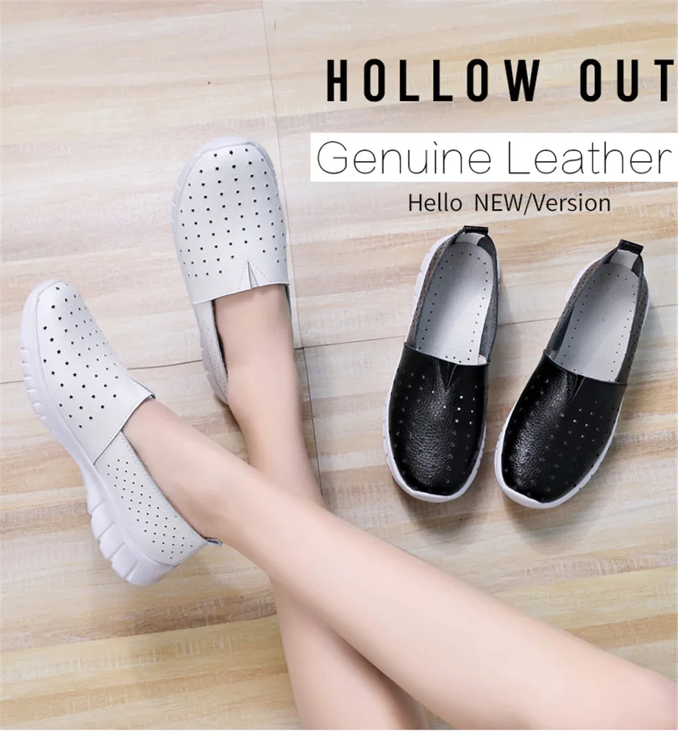 Women Loafer Flats 2019 Summer Slip On Leather Loafers Breathe Boat Shoes Moccasin Ladies Walk Flat Shoes zapatillas mujer (1)