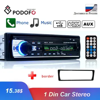 Podofo-autorradio 1 Din con Bluetooth y reproductor MP3 para Coche, Radio estéreo con USB, FM, JSD-520, AUX-IN, 12V