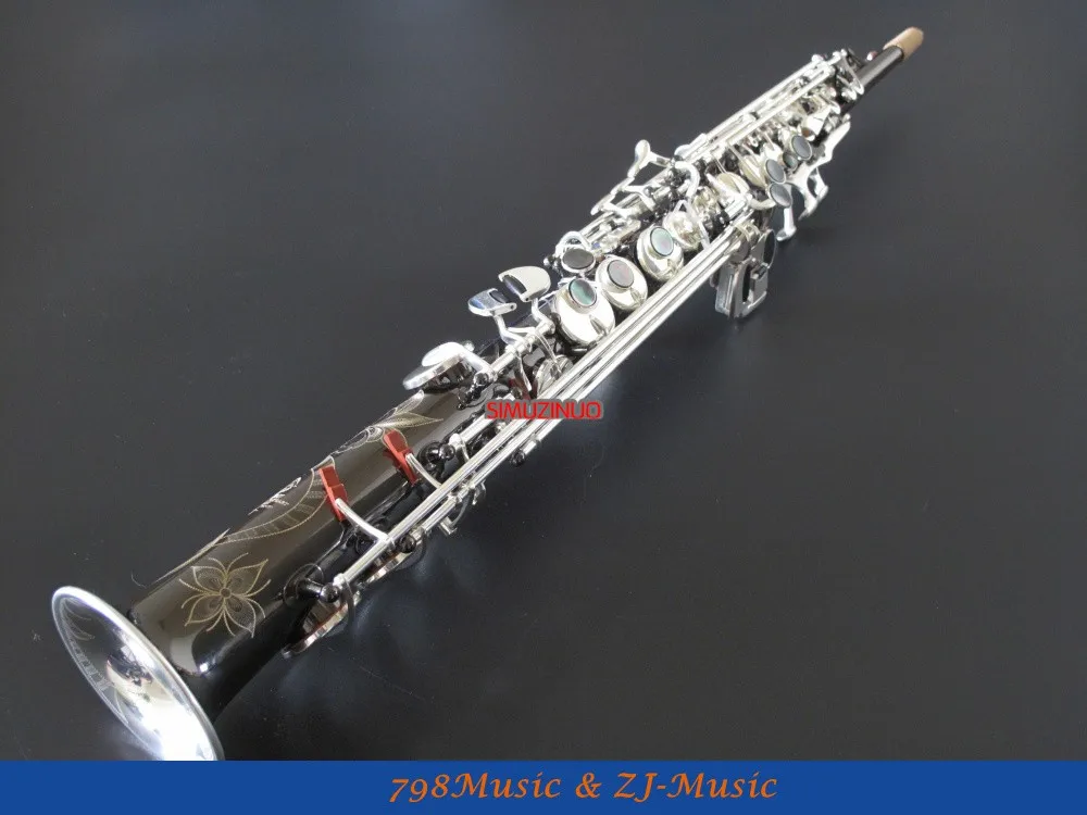PRO Bb сопрано саксофон, черный, никель корпус, серебряный колокольчик и ключи