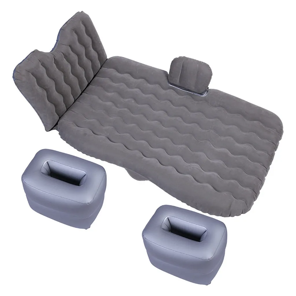 Franchise Car Travel Bed Camping Inflatable Sofa Automotive Air Mattress Rear Seat Cushion Rest Sleeping pad with Pillow/Pump - Название цвета: Серый