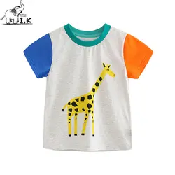 I.K брендовая хлопковая детская жираф детская футболка летние футболки с короткими рукавами для мальчиков Одежда для девочек футболки для