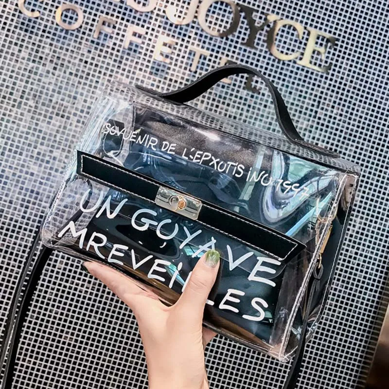 Hot Women Fashon Letter Transparent Handbag INS Popular Female Mini Shoulder Bags Travel Lady Exquisite Design Crossbody SS3480 (11)