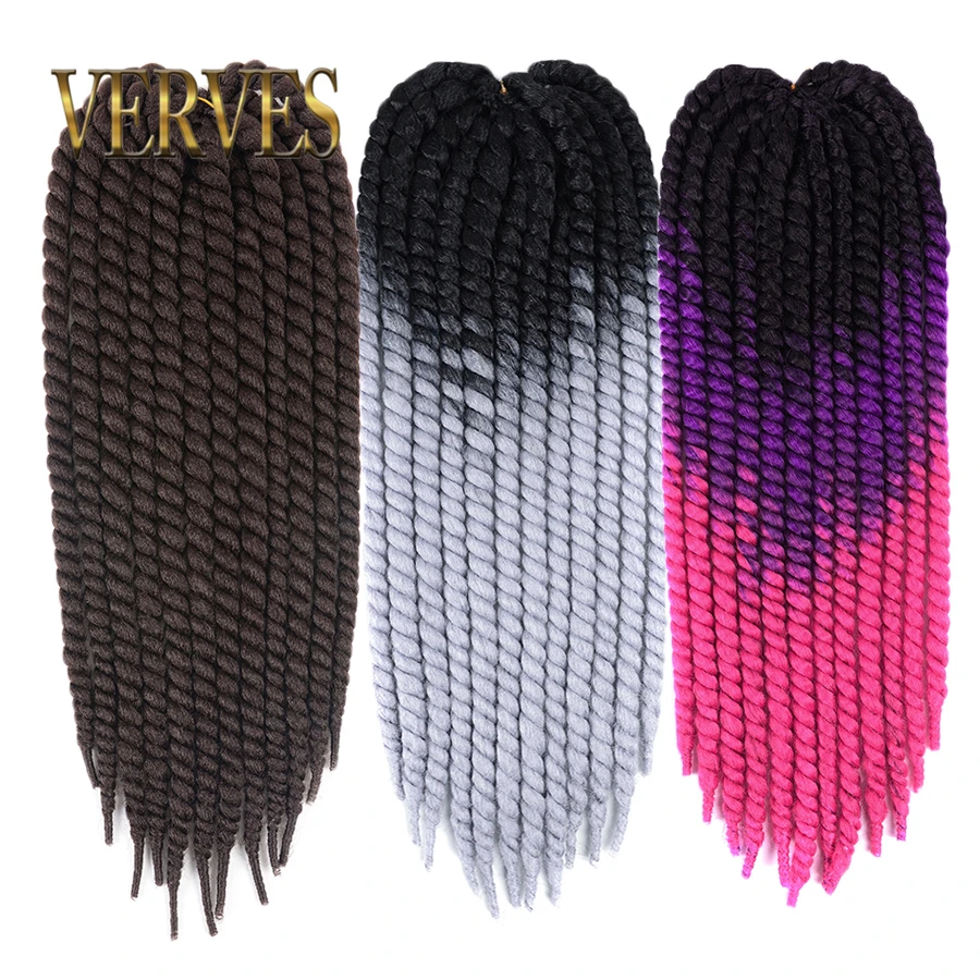 

VERVES crochet braids Havana Mambo Twist Hair 22 inch 120g heat resistant Fiber Ombre Synthetic Braiding Hair extensions pure