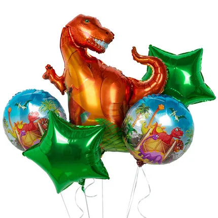 5 шт./лот гигантский динозавр Фольга набор воздушных шаров для маленьких мальчиков воздушные шарики в виде животных для детей динозавр День рождения воздушные шары для украшения - Цвет: 1
