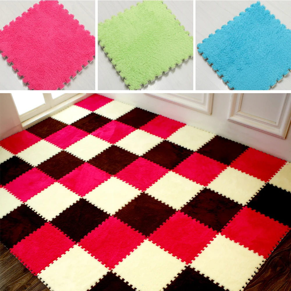 

10Pcs/Lot Solid Plush Baby Play Mat 30*30*0.6cm Kids EVA Foam Crawling Mat Baby Carpet Rug Developing Mat for Children Game Pad