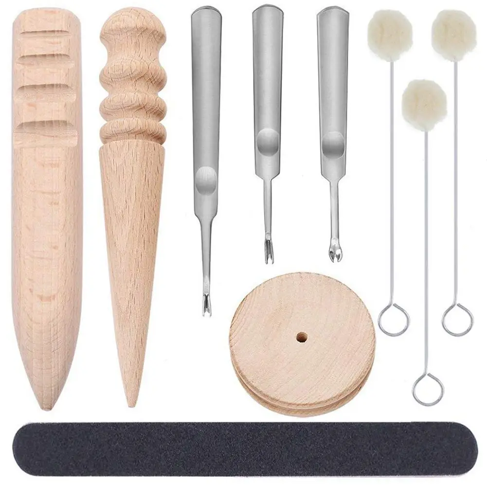

10 Pieces Leathercraft Edge Skiving Beveler with Multi-Size Solid Wood Leathercraft Edge Slicker Burnisher, Sanding Strip