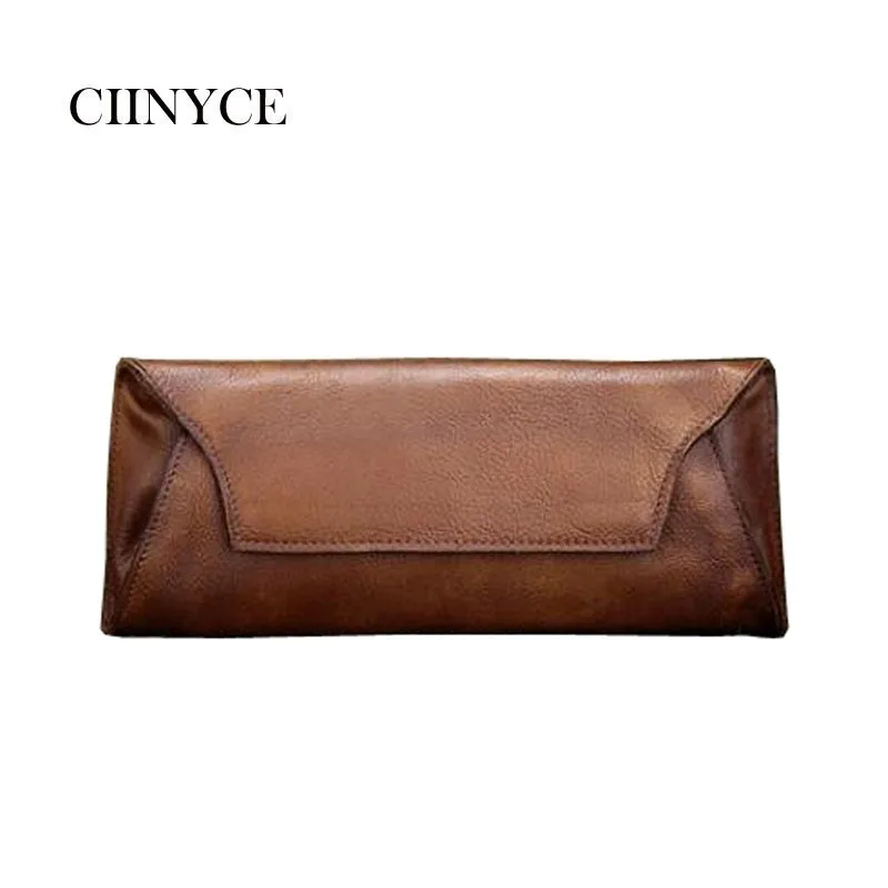 

Handmade Genuine Leather Wallet Female Day Clutches long design Women Wallet 20189 Latest Bifold Purse Card Holder Phone Pocket