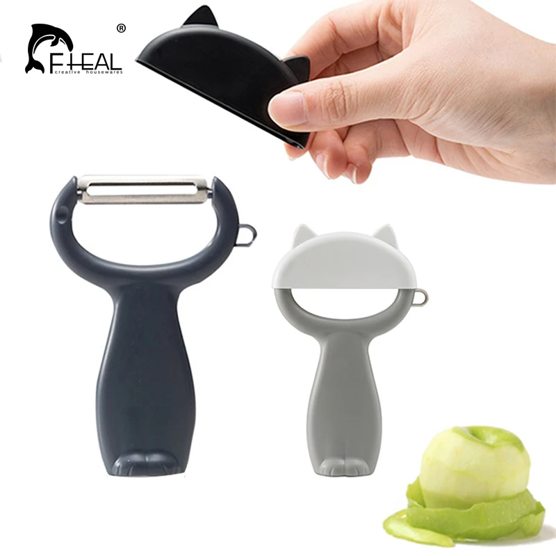 

FHEAL Multifunction Cat Shape Peelers Potato Fruit Peeler Cutter With Dust-Proof Vegetable Tool Garlic Grinder Kitchen Gadgets