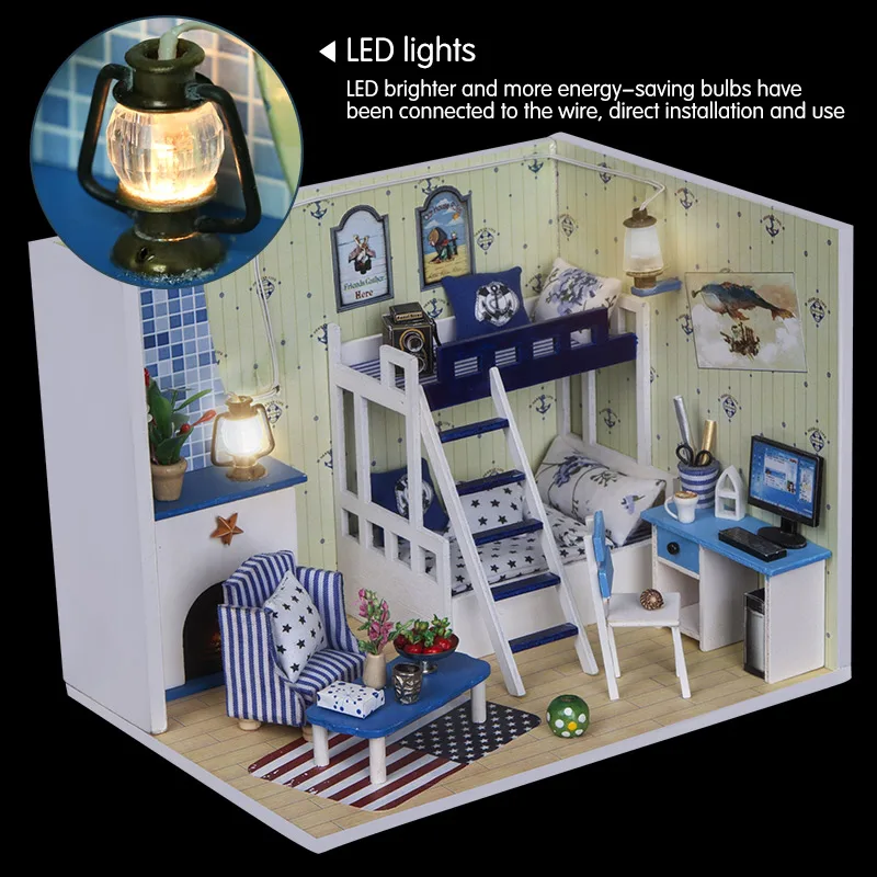DIY Miniature Girl Furniture Doll House 3D Wooden Dolls Houses Miniature dollhouse Toys for children Furniture Kit