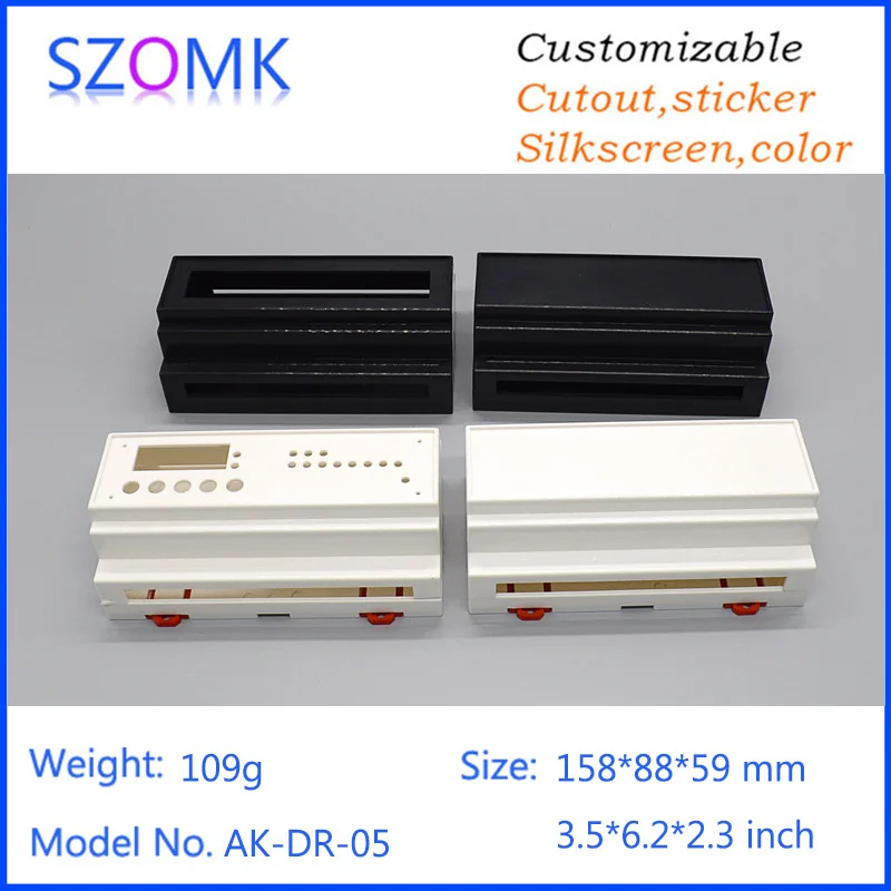 

one piece free shippinmg plastic din rail box case for electronics enclosure case 88*158*59mm 3.5*6.2*2.3inch