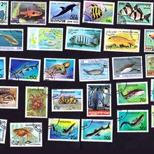 50 шт./лот, рыба, море, океан, животные, все разные из многих стран, не повторяются, неиспользованные почтовые марки для сбора