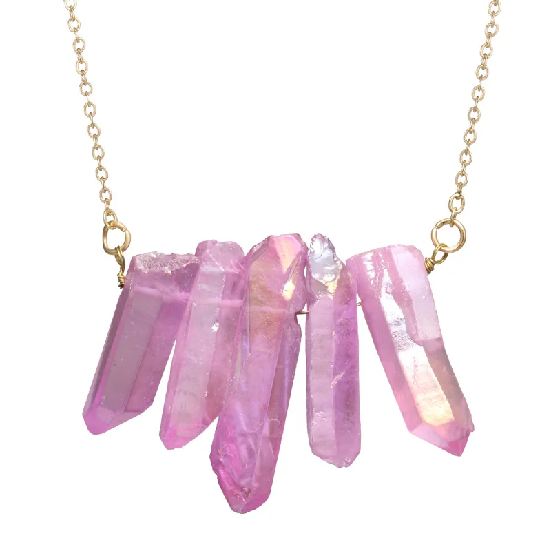 

New Arrival Multi-color Irregular Natural Stone Pendant Chakra Necklace Energy Reiki Jewelry Balance Necklace