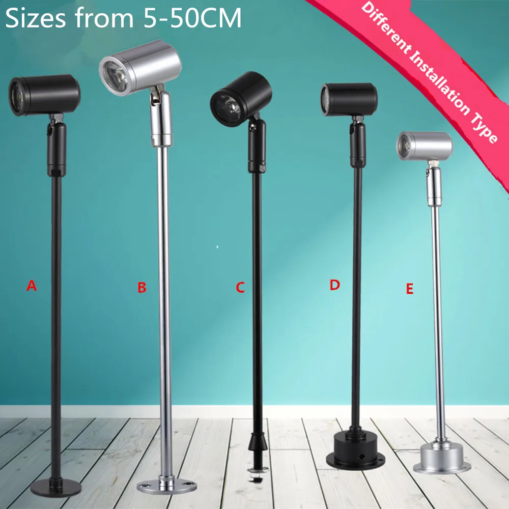 

4 pcs AC 3W LED Spotlight Led Vitrine Pole Light for Jewelry Shop Display Boutique Cabinet Picture Post Lights 20 CM Wholesale