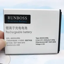 Runboss оригинальный AB2000JWML Батарея для Xenium S337 CTS337 телефона для PHILIPS AB2000JWMT мобильный телефон 4,35 В номер для отслеживания