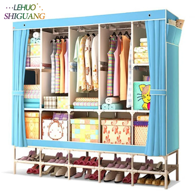 XXL Wardrobe With shoe rack Non woven Fabric frame reinforcement