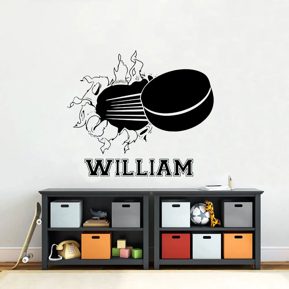 

Hockey Breaking Through Personalized Name Decal Vinyl Wall Sticker Home Deocr For Kids Room Teens Bedroom Custom Name 3N30