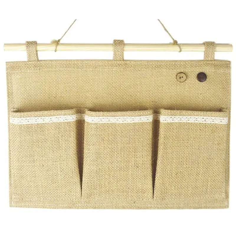 

New-Linen Fabric Wall Door Closet Hanging Storage Bag Organizer (3 Pockets)