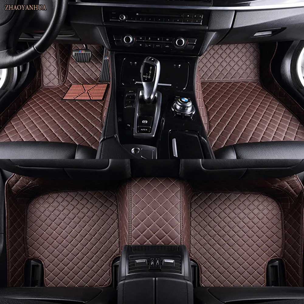 

ZHAOYANHUA Car floor mats Case for Audi A3 A4 A6 A7 A8 Q3 Q5 Q7 TT 5D Waterproof car-styling leather Anti-slip carpet liners