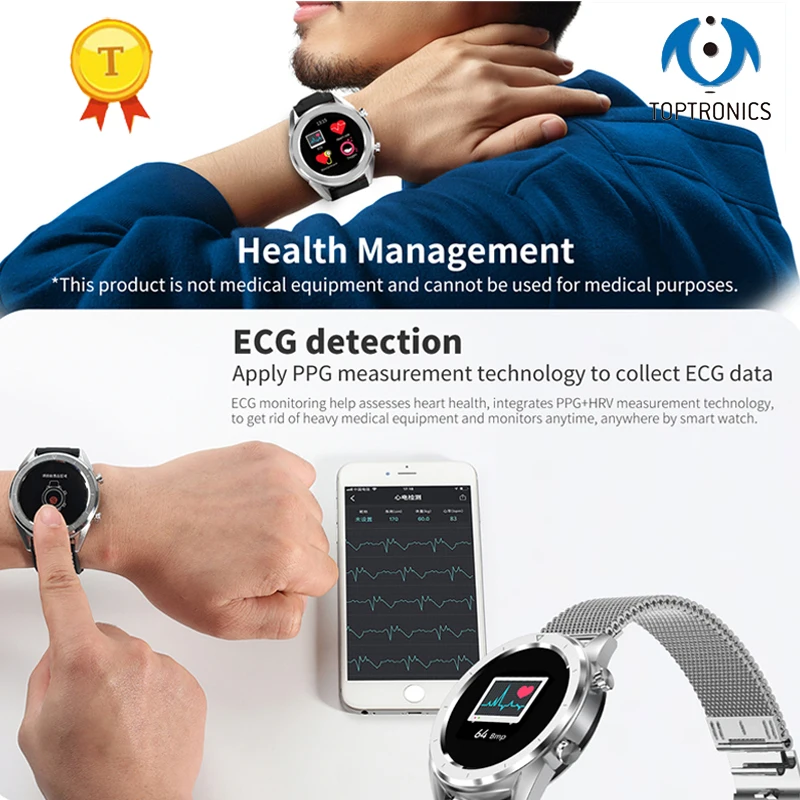1,54 'полный экран Touch Smartband ЭКГ сердечного ритма приборы для измерения артериального давления крови кислородом платить умный Браслет