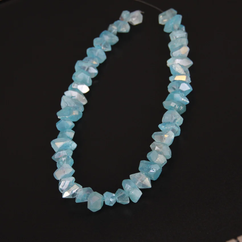 

Aqua Blue Titanium Quartz Center Drilled Stick Points Pendants Jewelry Bulk,Raw Crystals Loose Beads Spikes Natural Stone strand