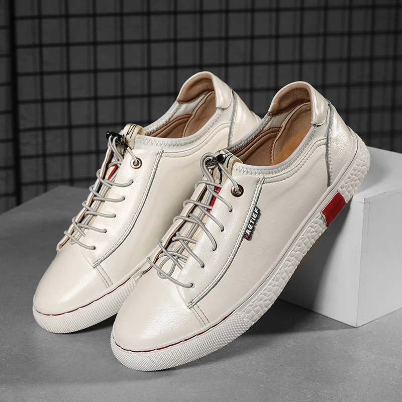 

Spring Autumn Men Flats Casual Shoes Elastic band Men Youth Casual Shoes White Black Fashion Sneakers Man Top Quality Men Shoes