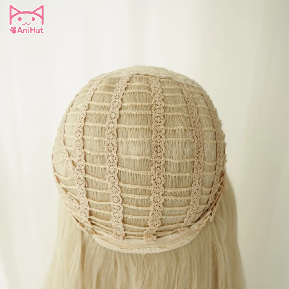 Anihut LOL Game Ahri Cosplay Wig KDA POP/STAR Ahri Cosplay Wigs Women Long Straight Blonde Wig LOL KDA KPOP SKIN Hair 