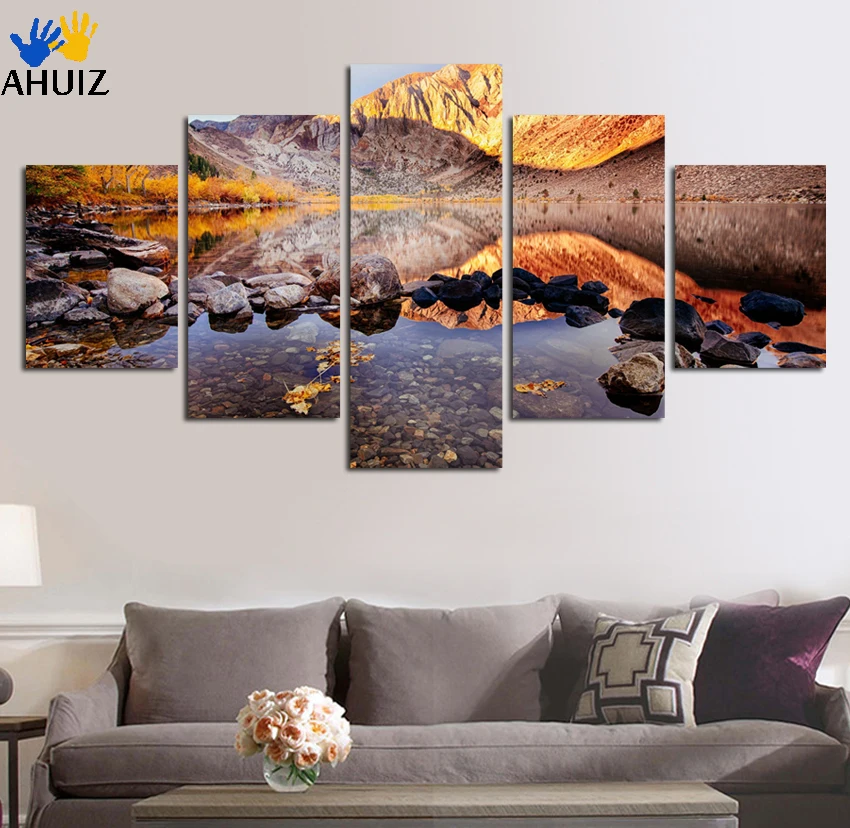 

Canvas Painting Red Lake Tree Landscape Quadros Decoration Picture Scenery Wall Art Picture for Living Room No Frame
