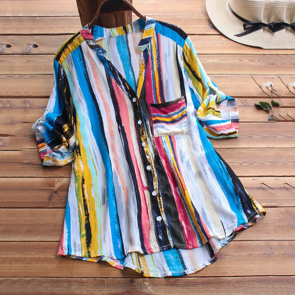 Г. MAXIORILL Новая женская рубашка с вышивкой на пуговицах, короткий рукав, карман, топ,, T33