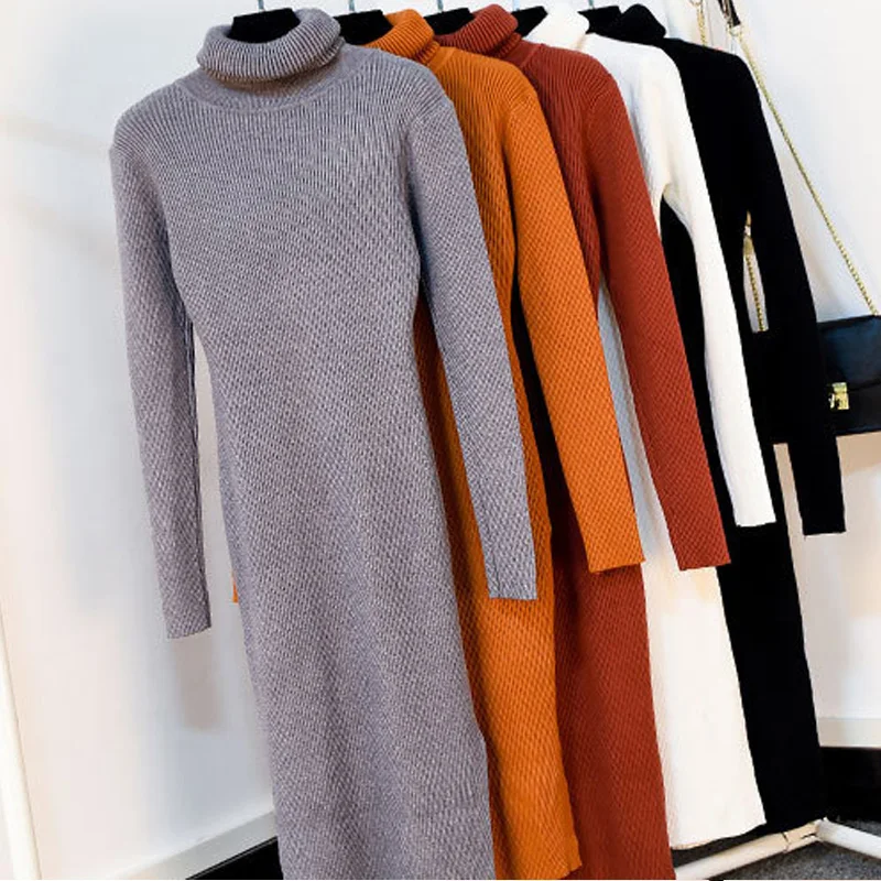 

Ribbed Sweater Turtleneck Women Winter Sweaters 2019 Autumn Fashion Casual Long Sleeve Warm Thick Knitting Pullovers Black White