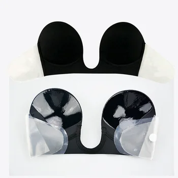 

Party Wedding Backless Bra Female Deep U Plunge Bra Strapless Sexy Push Up Nude Bra