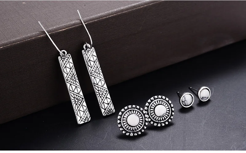 3 пары/Лот bijoux модные тибетские бриллиантовые серьги белого и синего цвета